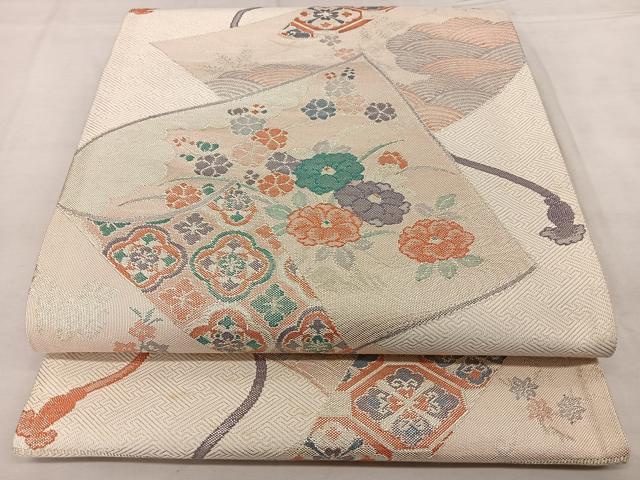 平和屋着物◎西陣 精華織物謹製 本箔佐賀錦 六通柄袋帯 麗華流紙文 証紙付き 正絹 逸品 BAAX1035qw