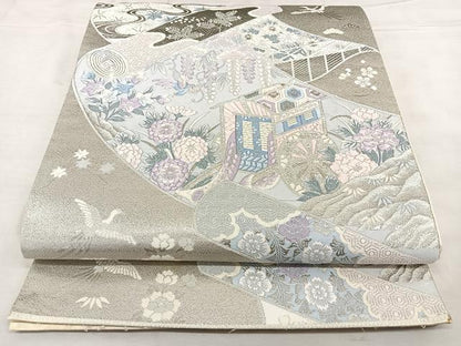平和屋着物◎六通柄袋帯　唐織　九百錦　王朝錦絵巻　プラチナ箔　正絹　逸品　BAAX1052qw