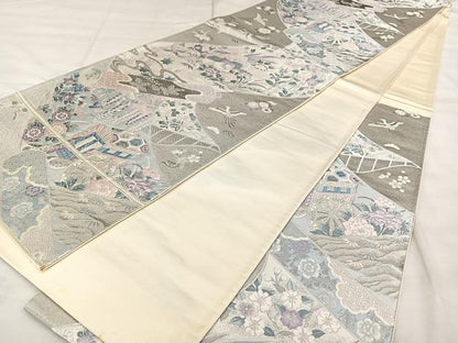 平和屋着物◎六通柄袋帯　唐織　九百錦　王朝錦絵巻　プラチナ箔　正絹　逸品　BAAX1052qw