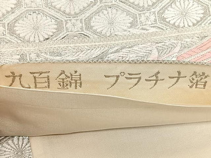 平和屋着物◎六通柄袋帯　唐織　九百錦　花鳥丸文　プラチナ箔　正絹　逸品　BAAX1056qw