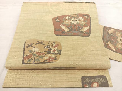 平和屋着物◎九寸名古屋帯 狩猟文 正絹 逸品 BAAX1073qw