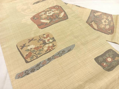平和屋着物◎九寸名古屋帯 狩猟文 正絹 逸品 BAAX1073qw