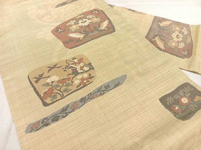 平和屋着物◎九寸名古屋帯 狩猟文 正絹 逸品 BAAX1073qw