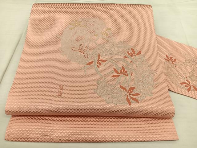 平和屋着物＊夏物　小紋　絽　丸文　正絹　逸品　AABG2052jd 平和屋着物＊夏物 小紋 縦絽 舞桜吉祥丸文 正絹 逸品 CAAW9869gh