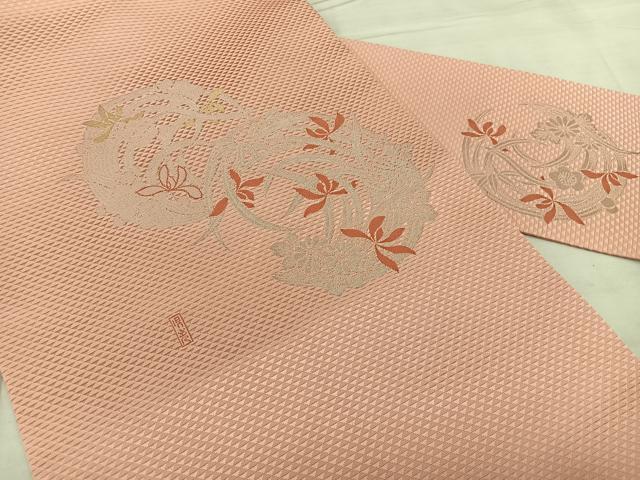平和屋着物◎九寸名古屋帯 作家物 寿光織 花丸文 金銀糸 正絹 逸品 BAAX1078qw