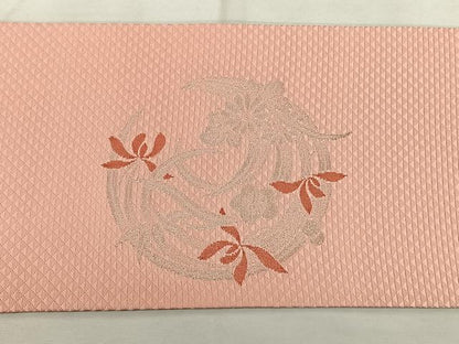 平和屋着物◎九寸名古屋帯 作家物 寿光織 花丸文 金銀糸 正絹 逸品 BAAX1078qw