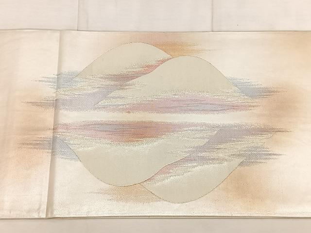 平和屋着物◎太鼓柄袋帯 遠山文 銀糸 正絹 逸品 BAAX1083qw