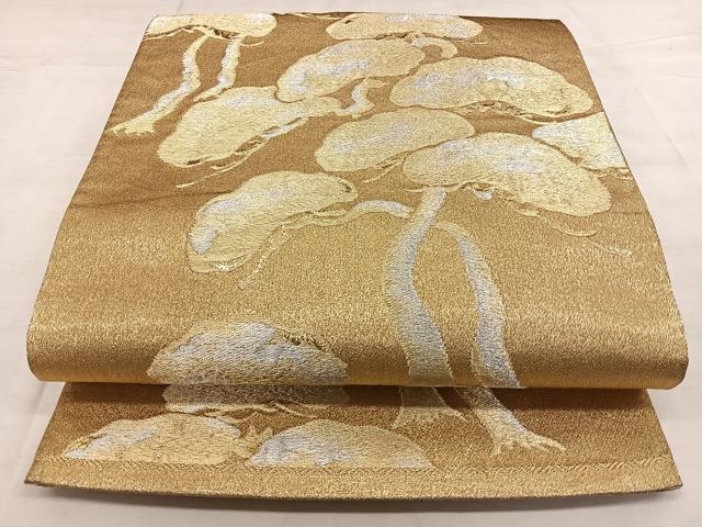 平和屋着物◎六通柄袋帯　唐織　枝松文　金銀糸　正絹　逸品　BAAX1086qw