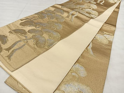 平和屋着物◎六通柄袋帯　唐織　枝松文　金銀糸　正絹　逸品　BAAX1086qw