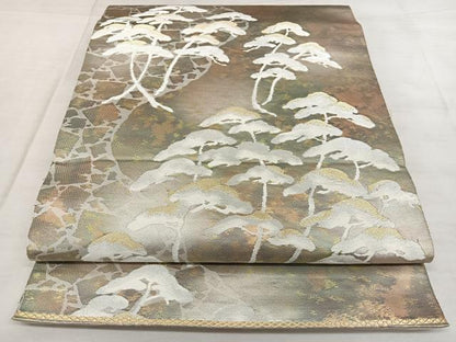平和屋着物◎六通柄袋帯　枝松文　金銀糸　引箔　正絹　逸品　BAAX1088qw
