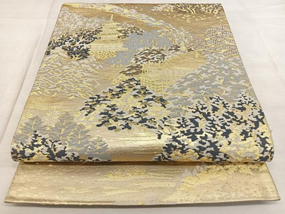 平和屋着物◎六通柄袋帯　京名勝　清水寺　金糸　正絹　逸品　BAAX1089qw
