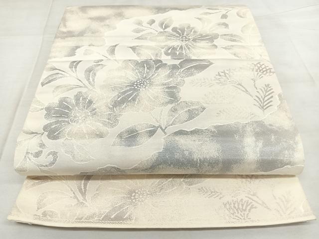 平和屋着物◎六通柄袋帯　草花文　正絹　逸品　BAAX1090qw