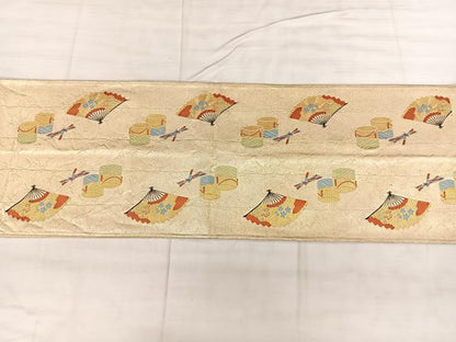 平和屋着物◎六通柄袋帯　唐織　人物文　金糸　正絹　逸品　BAAX1091qw