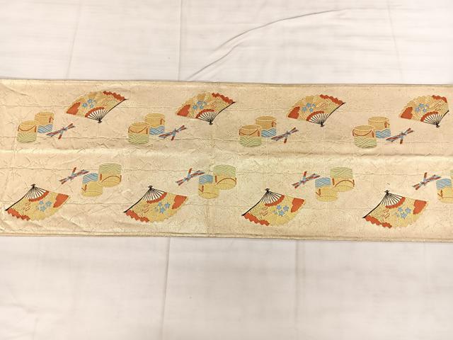 平和屋着物◎六通柄袋帯　唐織　人物文　金糸　正絹　逸品　BAAX1091qw