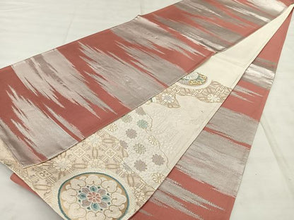 平和屋着物◎両面　六通柄袋帯　唐織　花鳥丸文　金銀糸　正絹　逸品　BAAX1093qw