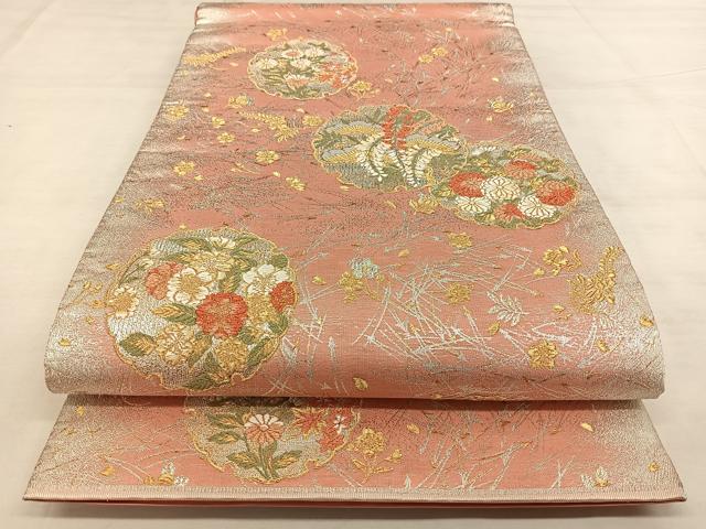 平和屋着物◎六通柄袋帯　箔霜華　金銀糸　正絹　逸品　BAAX1094qw