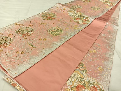 平和屋着物◎六通柄袋帯　箔霜華　金銀糸　正絹　逸品　BAAX1094qw
