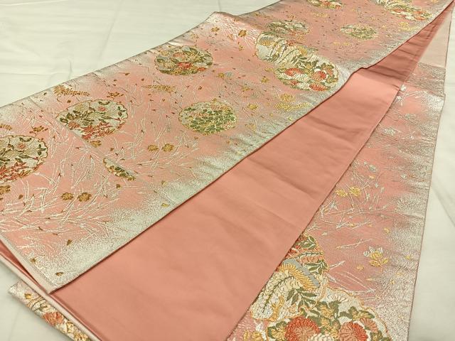 平和屋着物◎六通柄袋帯　箔霜華　金銀糸　正絹　逸品　BAAX1094qw