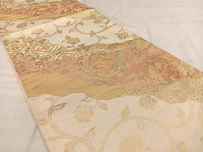 平和屋着物◎六通柄袋帯　織成つづれ　道長花鳥文　金糸　正絹　逸品　BAAX1101qw