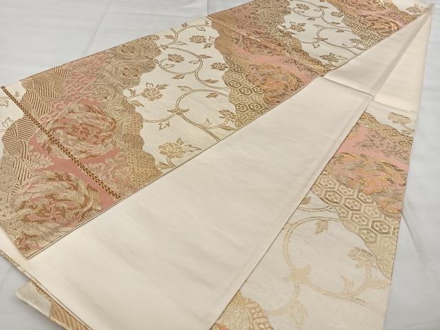 平和屋着物◎六通柄袋帯　織成つづれ　道長花鳥文　金糸　正絹　逸品　BAAX1101qw