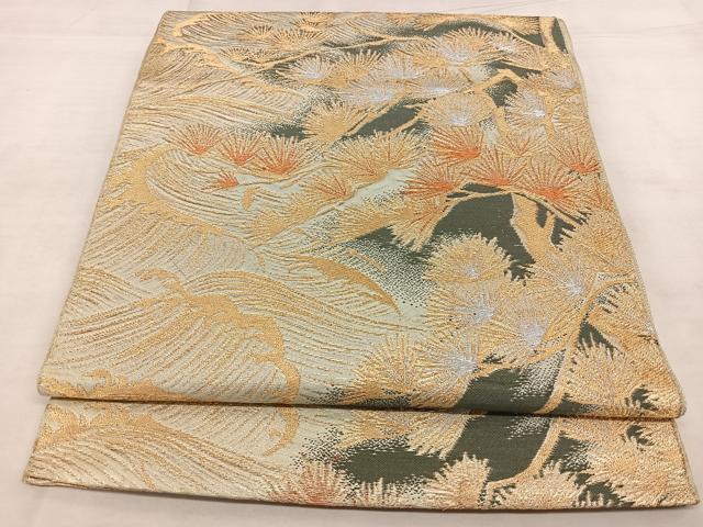 平和屋着物◎六通柄　本袋帯　唐織　枝松文　金銀糸　正絹　逸品　BAAX1109qw