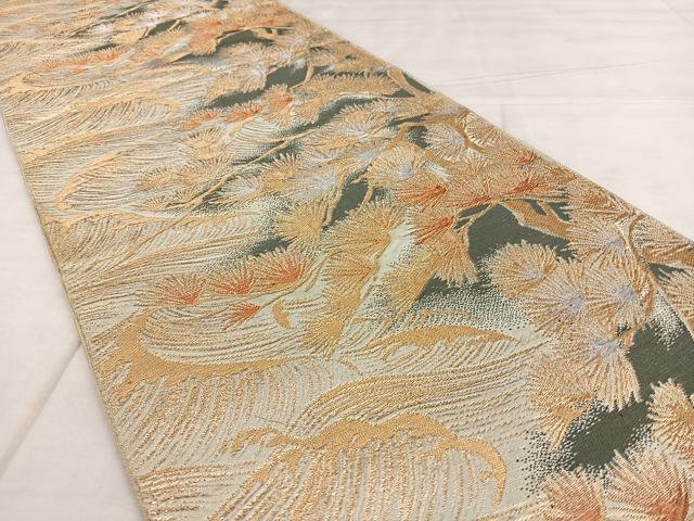 平和屋着物◎六通柄　本袋帯　唐織　枝松文　金銀糸　正絹　逸品　BAAX1109qw