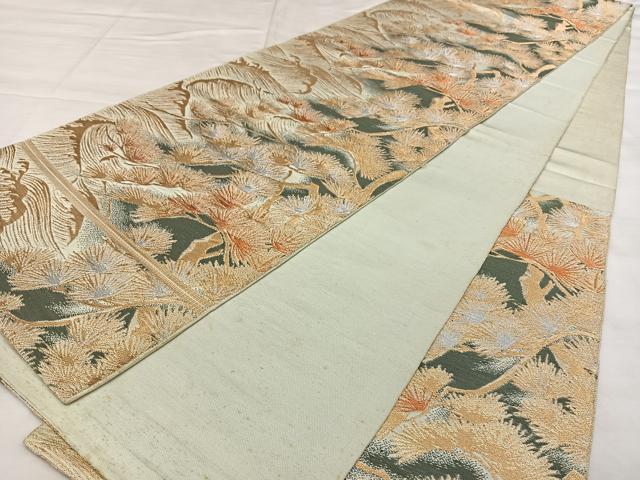 平和屋着物◎六通柄　本袋帯　唐織　枝松文　金銀糸　正絹　逸品　BAAX1109qw
