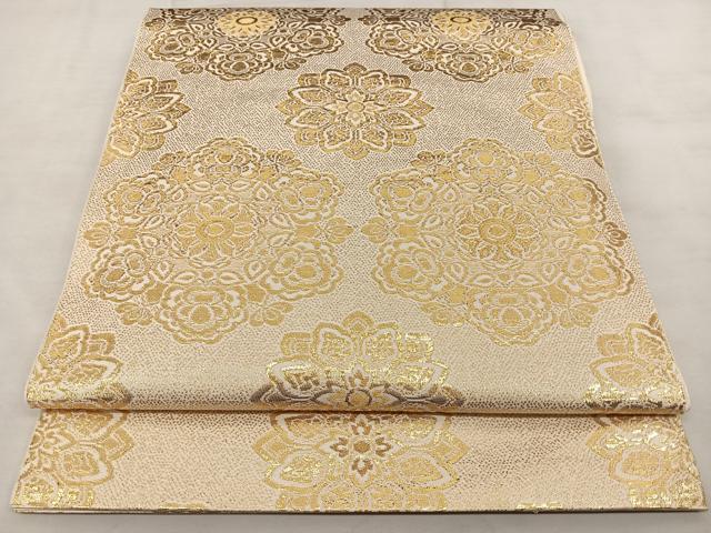 平和屋着物◎六通柄　本袋帯　正倉院花文　金糸　正絹　逸品　BAAX1113qw