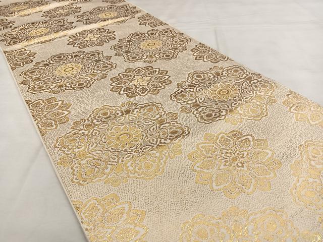 平和屋着物◎六通柄　本袋帯　正倉院花文　金糸　正絹　逸品　BAAX1113qw