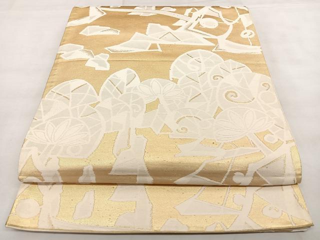 平和屋着物◎六通柄袋帯　エ霞草花文　金銀糸　正絹　逸品　BAAX1119qw