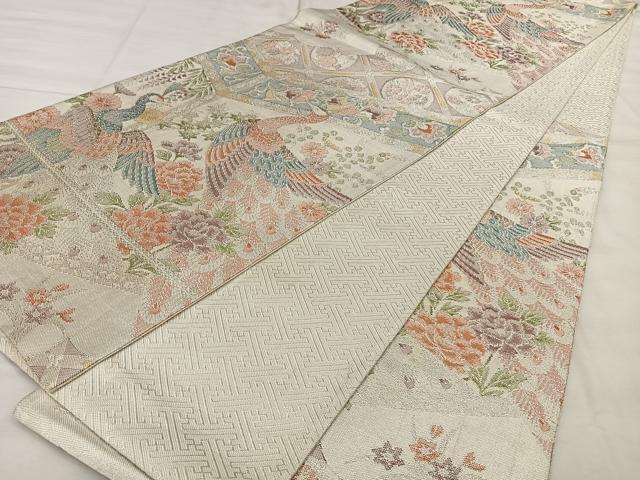 平和屋着物◎本箔佐賀錦　六通柄袋帯　花鳥文　金銀糸　正絹　逸品　BAAX1137qw