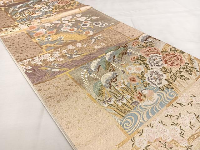 平和屋着物◎六通柄袋帯　唐織　　天井蒔絵文　金銀糸　引箔　正絹　逸品　BAAX1141qw