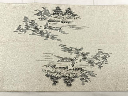 平和屋着物◎太鼓柄袋帯　作家物　手描き　綴れ　保津川渓流　祈福　銀糸　正絹　逸品　BAAX1151qw