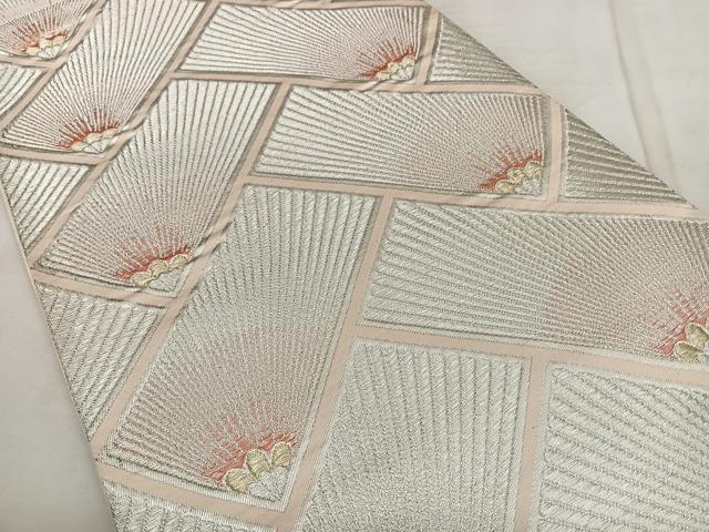 平和屋着物◎六通柄袋帯　唐織　檜垣松葉文　金銀糸　正絹　逸品　BAAX1153qw