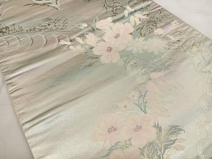 平和屋着物◎六通柄袋帯　草花文　金銀糸　正絹　逸品　BAAX1163qw