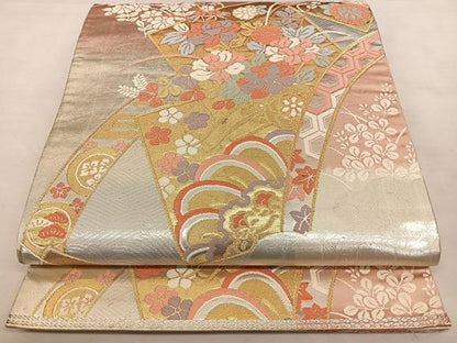 平和屋着物◎六通柄袋帯　唐織　色紙重ね花文　金銀糸　引箔　正絹　逸品　BAAX1174qw