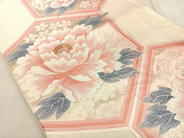 平和屋着物◎六通柄袋帯　唐織　たけうちオリジナル　亀甲花文　金銀糸　正絹　逸品　BAAX1178qw