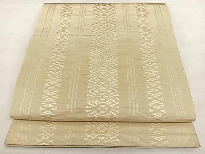 平和屋着物◎本場筑前博多織　八寸名古屋帯　献上　枯色　正絹　逸品　BAAX1191qw