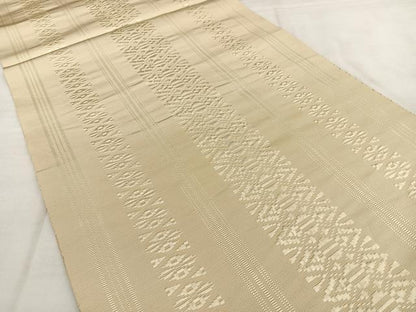平和屋着物◎本場筑前博多織　八寸名古屋帯　献上　枯色　正絹　逸品　BAAX1191qw