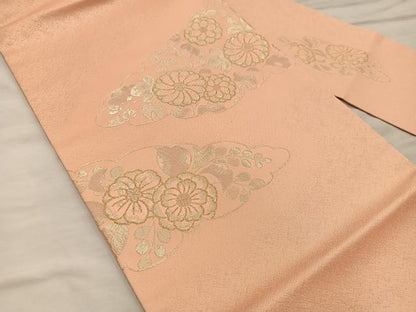 平和屋着物◎九寸名古屋帯 寿光織 菊花文 金銀糸 正絹 逸品 BAAX1211mz