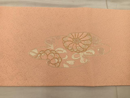 平和屋着物◎九寸名古屋帯 寿光織 菊花文 金銀糸 正絹 逸品 BAAX1211mz