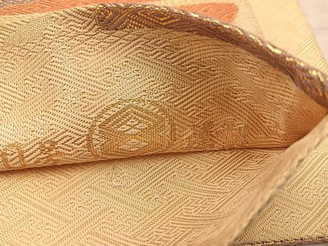 平和屋着物◎本綾佐賀錦 伝統工芸品産業功労者 岡野武一郎 六通柄袋帯 菱花文 金糸 正絹 逸品 BAAX1218mz