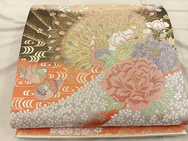 平和屋着物◎九寸佐賀錦 六通柄袋帯 慶長 正絹 逸品 BAAX1223mz