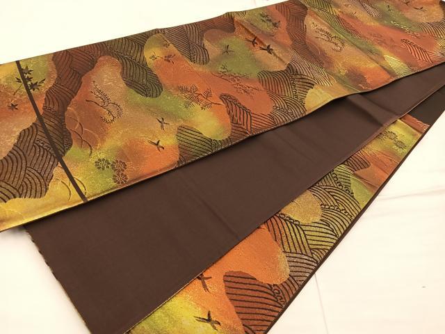 平和屋着物◎六通柄袋帯 花鳥文 引箔 正絹 逸品 BAAX1228mz