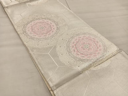 平和屋着物◎六通柄袋帯 純銀華紋 正絹 逸品 BAAX1231mz