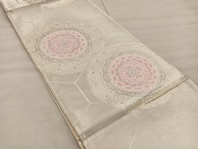平和屋着物◎六通柄袋帯 純銀華紋 正絹 逸品 BAAX1231mz