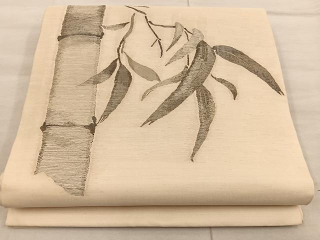 平和屋着物◎九寸開き名古屋帯 すくい織 笹竹文 正絹 逸品 BAAX1242mz