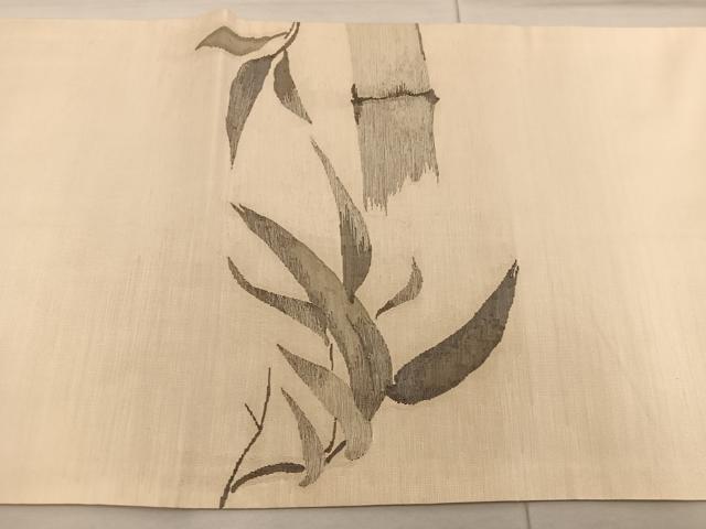 平和屋着物◎九寸開き名古屋帯 すくい織 笹竹文 正絹 逸品 BAAX1242mz