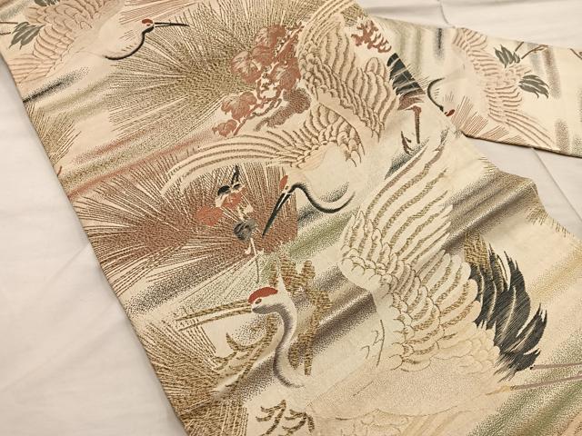 平和屋着物◎アンティーク 大正ロマン 九寸名古屋帯飛鶴文 正絹 逸品 BAAX1245mz