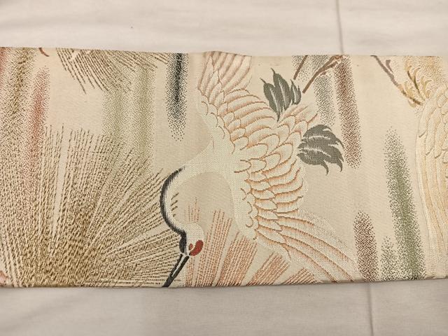 平和屋着物◎アンティーク 大正ロマン 九寸名古屋帯飛鶴文 正絹 逸品 BAAX1245mz